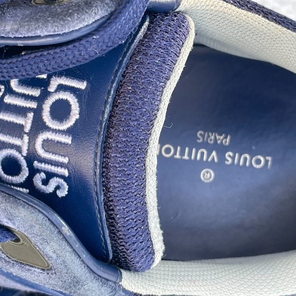 Louis Vuitton Men Sneaker Lace Up Shoes Blue Suede Shoes Made in Italy Size 8UK - Picture 10 of 12